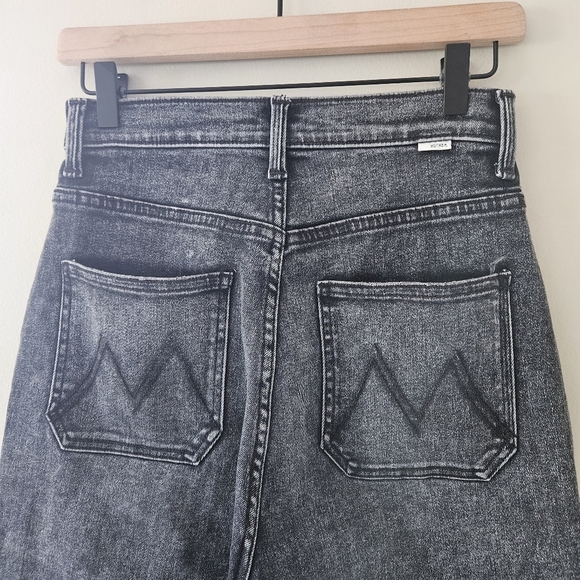 Mother Black Dark Wash Wide Leg Cropped Jeans - Picture 8 of 12